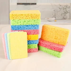 Eco Friendly High Density Compressed Cellulose Heavy Duty Durable Home Cleaning Scouring Pads Sponge for Kitchen