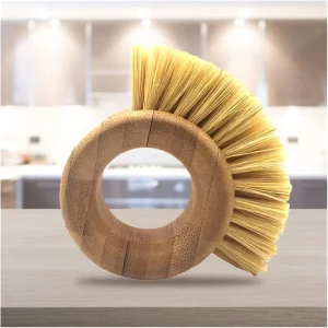 Eco Friendly Kitchen Brush for Vegetable and Fruit Cleaning Wood Handle Dish Wash Scrubber
