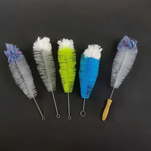 Eco Friendly Kitchen Cleaning Tool Dishes Scrubber Bottle Glass Water Cup Brushes Hand Designed in Nylon Bamboo Wood PP Material
