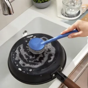 Eco Friendly Long Handle Cleaning Brush Kitchen Dish Scrubber with Steel Ball and Stainless PP