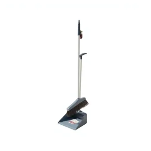 Eco-Friendly Long Handle Dustpan Broom Set Pet-Friendly Indoor Outdoor Everyday Use Striped PP Material