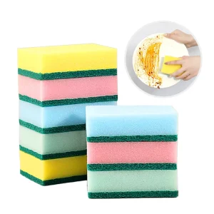 Eco Friendly Microfiber Dish Scrub Sponges Non Scratch Stainless Steel Scouring Pads for Cleaning Dishes and Pans in Kitchen
