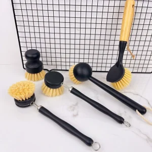 Eco Friendly Natural Bamboo Dish Brush with Vegan Sisal Bristles Kitchen Scrubber for Pot Plate Bottle Cleaning