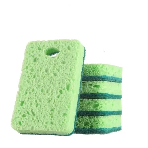 Eco-Friendly Natural Cellulose Sponge Non-Scratch Multi-Use Scouring Pads for Kitchen Scrubbing