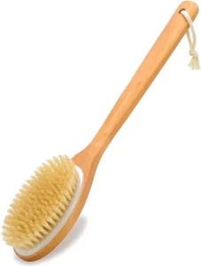 Eco Friendly Natural Wood Handle Microfiber Body Washing Shower Brush Baby Safe Household Bathroom Cleaning