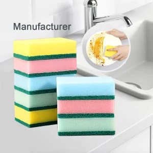 Eco Friendly Non Scratch Dish Scrub Sponges Scouring Pads Rectangle Shape 3cm Thickness 750% to 2000% Water Absorption for Kitchen