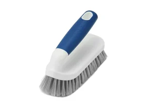 Eco-Friendly Plastic Scrub Brush with Nylon Bristles for Bathroom Use Comfortable Grip Heavy-Duty Dish Washing