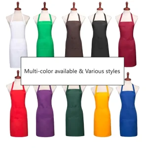 Eco Friendly Polyester Aprons Manufacturer Sleeveless Fade Proof Multi Color Available Restaurant Use