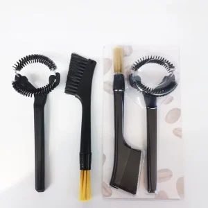 Eco Friendly Portable Handheld Double Head Coffee Cleaning Brush with Long Handle Curved Bristles and Modern Design