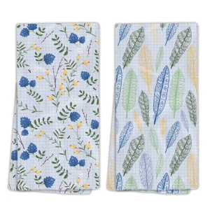 Eco Friendly Recycled Microfiber Tea Towel Super Water Absorbent Waffle Weave Cleaning Cloth with Antimicrobial Feature