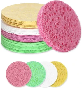 Eco-Friendly Reusable Wood Pulp Facial Sponge Circular Compressed for Spa Use Removing Scouring Pads