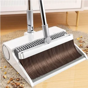 Eco Friendly Rotating & Foldable Dustpan and Broom Kit with Soft Bristles and Plastic Handle for Pet Hair Removal Home Use