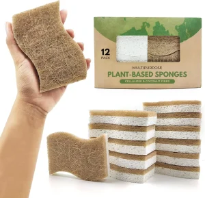 Eco Friendly Sisal Natural Kitchen Scrubber Sponges Biodegradable Compostable Cellulose Coconut Walnut Scouring Pads