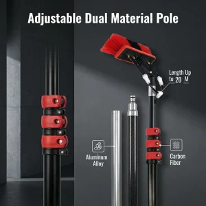 Eco Friendly Solar Panel Cleaning Brush with 29.53 Foot 100% Carbon Fiber Telescopic Pole Includes Water Tank Pump