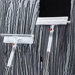 Eco Friendly Stainless Steel Plastic Window Cleaner Tool 2 in 1 Adjustable Long Handle Squeegee for Window Cleaning