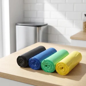 Eco Friendly Strong Black Reusable Smart Garbage Trash Bags LDPE Flexo Printed 13 Gallon