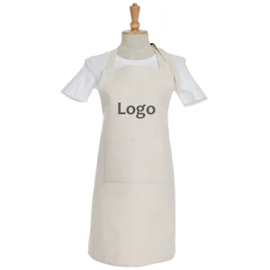 Eco Friendly Sublimation Custom 300gsm Linen Thick Sleeveless Kitchen Apron Adults Adjustable Strap Custom Printed Pattern Apron