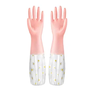 Eco Friendly Thickened Non Slip Kitchen Gloves Durable Rubber Household Cleaning Gloves in Jelly Color for Food Washing