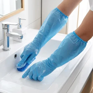 Eco-Friendly Transparent 60cm Food Grade Disposable CPE Gloves Waterproof Heat Resistant Flexible Medium Thickness