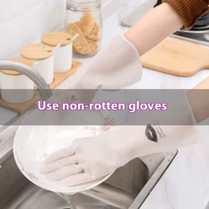Eco-Friendly Transparent Color Thickened Waterproof Rubber Gloves Durable Household Gloves for Kitchen Cleaning Dishwashing