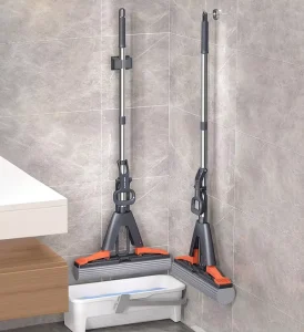 Eco Friendly Ultra Absorbent Four Side Wringing Self Squeeze Hand Free Washable Sponge Mop with Bucket and 2 Mopheads