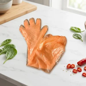 Eco Friendly Waterproof Disposable PE Gloves Polyester Outer Medium Thickness Heat Resistant Flexible for Kitchen