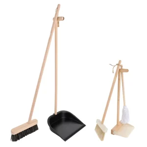Eco Friendly Wood Handle Broom and Dustpan Set for Parent Child Interaction Kids Educational Cleaning Toy Wooden Cleaning Brooms