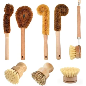 Eco Friendly Wooden Bamboo Handle Kitchen Cleaning Brush Sisal Bristle Dish Cleaning Brush