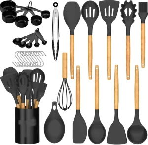 Eco-Friendly Wooden Handle Silicone Kitchen Utensil Set