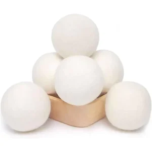 Eco Friendly Wool Dryer Balls (6 Pack) Reusable Laundry Washing Machine Discs for Smell Removal Dehumidifying