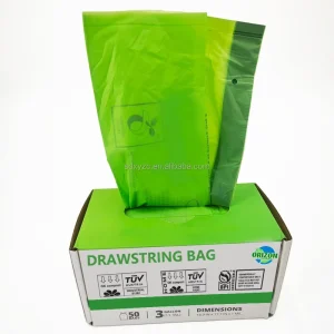Eco Heavy Duty Customize Bio Degradable Disposable Plastic Drawstring Kitchen Rubbish Bin Trash Garbage Bag on Roll