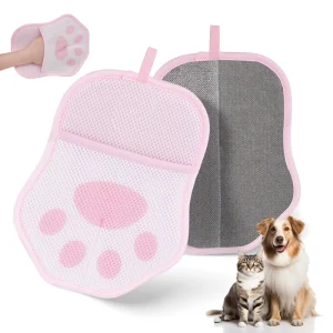 Eco friendly Cat Paw Design Dog & Cat Hair Remover Brush with Mesh Cloth for Pet Lint Removal