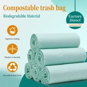 Eco friendly Compostable Trash Bags T shirt Bags Rolls Heat Seal Large Capacity Bottom Gusset Custom Logo
