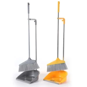 Eco friendly Household Cleaning Broom and Dustpan Set Long Handle Plastic Broom and Dustpan Set for Cleaning Tools