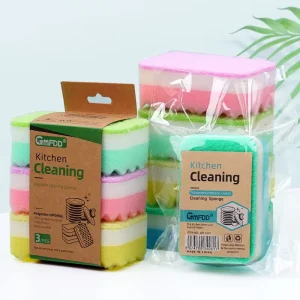 Eco-friendly Kitchen Cleaning Products Dishwashing Cleaning Sponge Cloths Household Kitchen Sponge Scrub Pad Factory