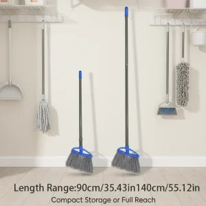 Eco friendly Long Handle Floor Cleaning Brush Set with Retractable Handle for Home Use Pet Bristle Sweeping Dustpan and Broom