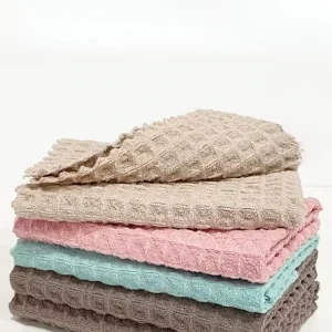 Eco friendly Microfiber Cloth Waffle Dish Cloths Durable Kitchen Towels with Strong Absorption Plain Style