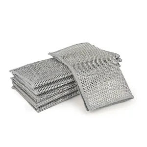 Eco friendly Microfiber Mesh Fabric for Dishes Silver Wire Steel Kitchen Towels Absobrent Cleaning Cloth for Dish Custom logo