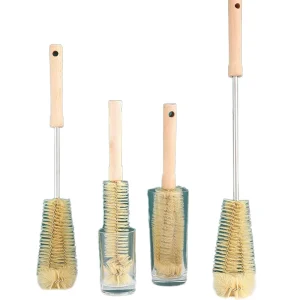 Eco friendly Nylon Wood and Bamboo Bottle Brush with Long Handle for Cup Cleaning Scrubber