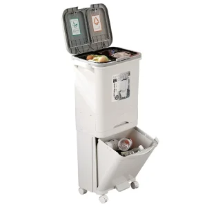 Eco-friendly Plastic 2 Layers With 3 Compartment Garbage Can Trash Can Kitchen Waste Bin Dustbi