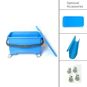 EcoClean 25L Mop Window Squeegee Commercial Heavy Duty Water Bucket With Grid and Wheels