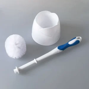 Economical Plastic Toilet Brush and Holder Set Heavy Duty Scrub Brush With Caddy Long Handle Stiff Bristles Scrubber