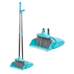 Efficient Cleaning Long Handle Broom and Dustpan Set Compact Storage Self Cleaning Broom Dustpan Set with Teeth