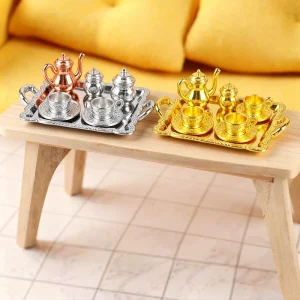 Eight-Piece Miniature Kitchen Tea Set with Alloy Pattern