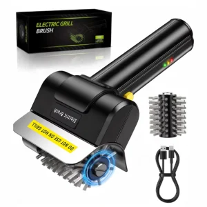 Electric Barbecue Cleaning Brush with Stainless Steel Wire and Plastic Handle for BBQ Grill Grease Removal