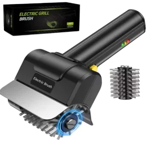 Electric Grill Brush 2000mAh Cordless BBQ LED Brush Stainless Steel Rotating Scrubber Rechargeable Barbecue Grid Cleaning Tool