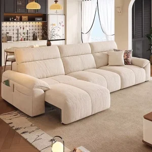 Electric Leather Sofa Bed with Zero-Wall Function