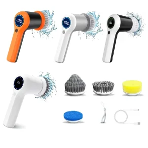 Electric Power Scrubber Cleaning Brush 4 Brush Heads LED Display for Bathroom Bathtub and Kitchen