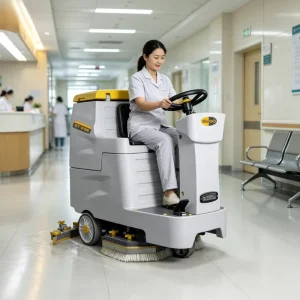 Electric Ride on Floor Scrubber Machine for Supermarket School Hospital Cleaning