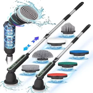 Electric Spin Scrubber Cleaning Brush Rechargeable Spin Scrubber 8 in 1 Electric Spin Scrubber with Adjustable Long Handle